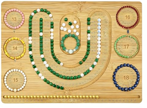 Tavoletta di perline per bracciali, tavola di perline in legno di bambù per la creazione di gioielli, vassoio di perle fai da te, strumenti per ricamare perline, per bracciali, collane, gioielli, fai