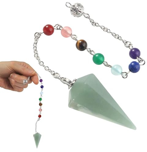 Naturliga läkande pendelkristaller - Dowsingpendel med chakrakedja | Dowsing Quartz Pendel för Divination Crystal