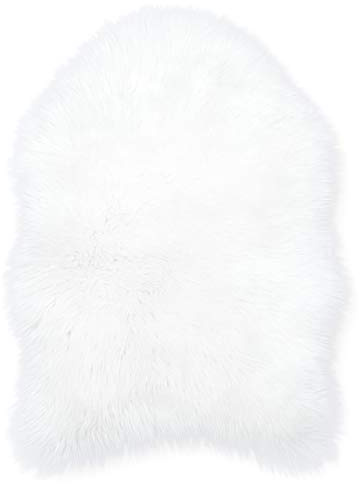Teppich Wölkchen Alfombra de imitación de Piel de Cordero | Salón Dormitorio Deco | Piel de Oveja como Colcha, cojín de Asiento, Piel para Silla, sofá, Cama | Blanco - 80x120 cm