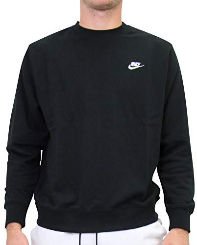 NIKE Men's M Nsw Club Crw Ft Long Sleeved T shirt, Black/(White), L UK