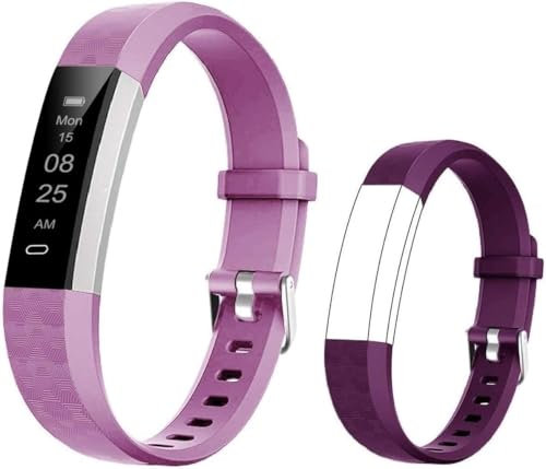 BIGGERFIVE Kinder-Fitnessuhr mit Schrittzähler, Fitness-Tracker-Armbanduhr, wasserdicht und mit Kalorien- und Schlafmonitor, Aktivitätstracker für Mädchen und Jungen in Rosa-Lila