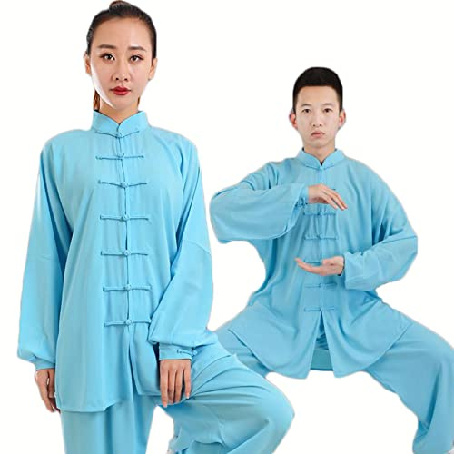 Kung Fu Vêtements Tai Chi Uniformes Kung FU Costume Arts Martiaux Costume Tenue Wing Chun pour Homme Et Femme,Blue3-S