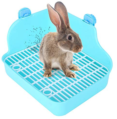 LIZEALUCKY Rabbit Litter Box Toilet, Plastic Square Cage Box Potty Trainer Corner Litter Bedding Box Pet Pan for Small Animals, Rabbits, Guinea Pigs, Chinchilla, Ferret, Galesaur, 11 x 8.7 x 5.9 in