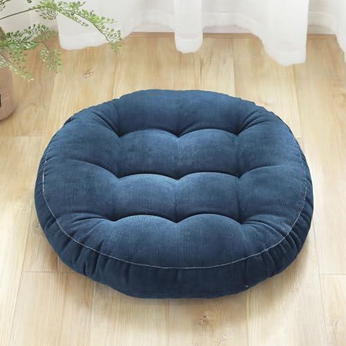 FANSU Velluto Cuscini per Sedie da Cucina Rotondi, Cuscini da Sedie Cuscini Sedie Cuscino per Sedie Cuscini da Seduta per Soggiorno Giardino Panchina, Dondolo (Blu Navy,Diametro 42cm)