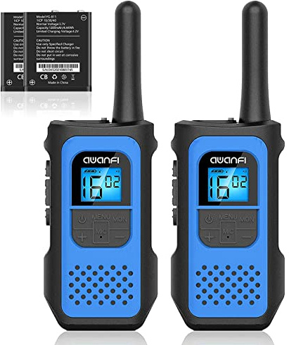 AWANFI Walkie-Talkie Ricaricabili con 1200mAh Batteria al Litio, Walkie Talkie per Bambini Adulti, Ricetrasmittenti 16 Canali VOX a Lungo Raggio, Walki Talki per Regalo, Campeggio, Escursioni