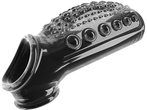 Roluck Manicotto per Pene, Guaina del Pene con Anello per Gland, Perline Massaggianti, Potenziamento dell'Erezione, Ritardo dell'Eiaculazione, Giocattolo Sessuale per Uomini (Nero)