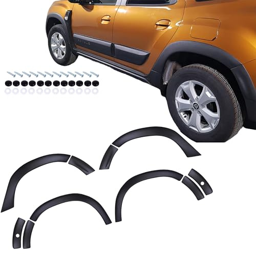 INLY 8 Pezzi Passaruota Protezione per paraurti Parafanghi e protezione veicolo Strisce di Protezione per laterale Protezione veicolo carrozzeria Kit NERO ABS compatibile con Dacia Duster (2018-2024)