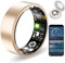 Weyrinice Health Ring, Smart Ring for Women Men, 10ATM Waterproof Fitness Sleep Heart Rate Blood Oxygen Tracker, Step Tracker Compatible with Android & IOS (Gold, 12#)