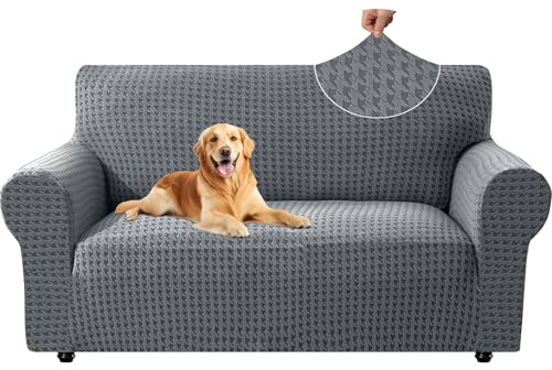 YSTELLAA Funda Sofa 2 Plazas, Elasticas Fundas De Sofa Ajustables, Universales Funda Sofa con Reposabrazos, Fundas para Sofa Anti Gatos Arañazo, Cubre Sofa Antimanchas, Gris Claro