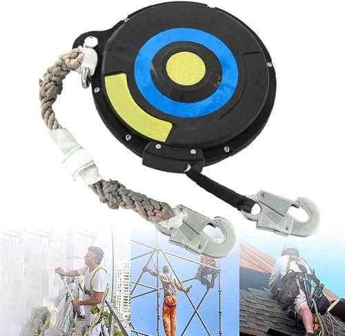 Cordón retráctil de protección contra caídas para construcción de techos, cinta Dyneema, capacidad de carga de 330 libras, 10 m de longitud