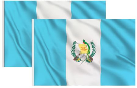 PAIS-flagga, flagga 90 cm x 150 cm, stor flagga med ögla för mast och nyckelband för fästning, lätt flagga, sportflagga, fotboll och byggnader, (Guatemala 2 st)