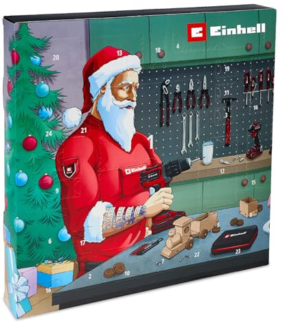 Original Einhell Adventskalender 2025 Werkzeug (37-tlg. Set mit Bit- und Ratschenzubehör, Schneid-/Messwerkzeugen, robusten Materialien, 1/4 kompatibel)