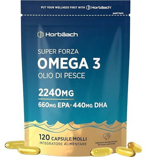 Omega 3 2240mg | 660mg EPA e 440mg DHA | 120 Capsule Molli | Olio di Pesce | di Horbaach