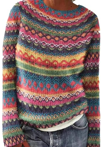 Chanpning Maglione da Donna Maglione Colorato Elegante Irlandese Lavorato in Cashmere Maglioncino Casual Donna Maglioni Girocollo Aperto Pullover Oversize Caldo Felpe Sciolto in Lana Tunica Invernale