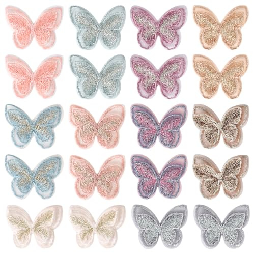 20 Pezzi Toppe Termoadesive Ricamate, Toppe in Pizzo a Forma di Farfalla, Ricami Decorativi, per Abiti da Sposa, Fai da Te, Zaini, Tende, Cappelli, Vestiti