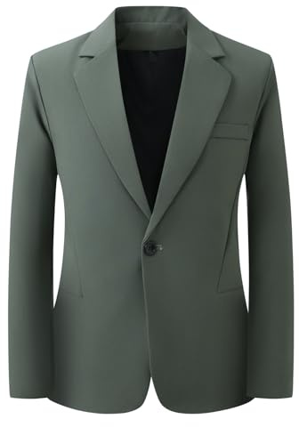 YFFUSHI Blazer Chaqueta Hombre Regular Fit Casual 1 Botón Solapas de Muesca Suave para Boda Uso Diario, Verde, XXL