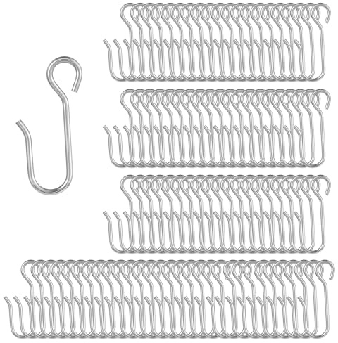FooYee Set de 90 Ganchos para Cortinas, Ganchos Metálicos en Forma de S para Rieles de Cortinas, Accesorios de Gancho para Puerta, Ventana, Baño y Cortinas de Techo, 40 × 20 mm
