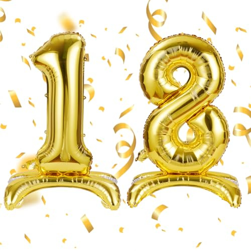 APXEL Globo Pie Número 18 81 Oro 40 (101cm), Globo Numeros Gigante, Inflar con Helio o Aire, Decoracion para Niño Niña Adultos La Boda Aniversario Cumpleaños Fiestas
