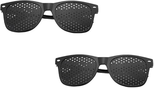 Hitopin Gafas Estenopeicas,6 Piezas Gafas Con Agujero Plegables,Gafas Reticulares para Entrenamiento Visual,Gafa Reticulares Antimiopía Anti-fatiga,para Relajación y Cuidado de la Vista(Negro)