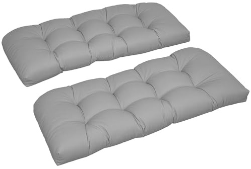 Outsunny Cojín para Banco de 2 Plazas 110x48x8cm Rectangular Lavable Gris