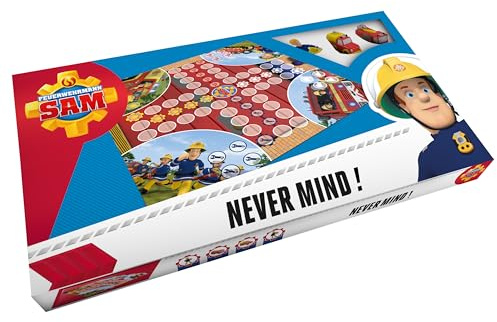 p:os 30090 - Feuerwehrmann Sam Brettspiel Never Mind, Würfelspiel für die ganze Familie, 2 bis 4 Spieler, für Kinder & Erwachsene