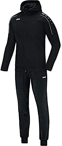 JAKO Trainingsanzug Damen Polyester Classico mit Kapuze Schwarz Gr. 48 - Jogginganzug 2-teilig für Sport und Alltag, Jogginghose & Trainingsjacke