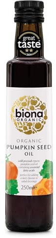Biona Organic Pumpkin Seed Oil 250 ml - Great Taste Award 2024 Winner - Cold Pressed from Organic Pumpkin Kernels - Versatile for Salads, Soups, drizzling - Dairy Free & Vegan