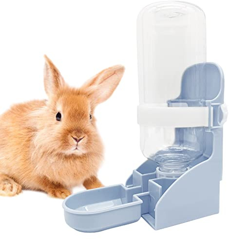 kathson Rabbit Water Bottle, 17oz Hanging Water Fountain Automatic Dispenser No Leak WaterFeeder for Bunny Chinchilla Guinea Pig Hedgehog Ferret, Blue