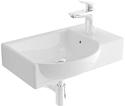 Alpenberger Handwaschbecken 45 cm | Schick im Miniformat | Waschbecken zur Wandmontage | Möbelwaschtisch & Handwaschbecken für Gäste-WC | Wandhängend & Aufliegend
