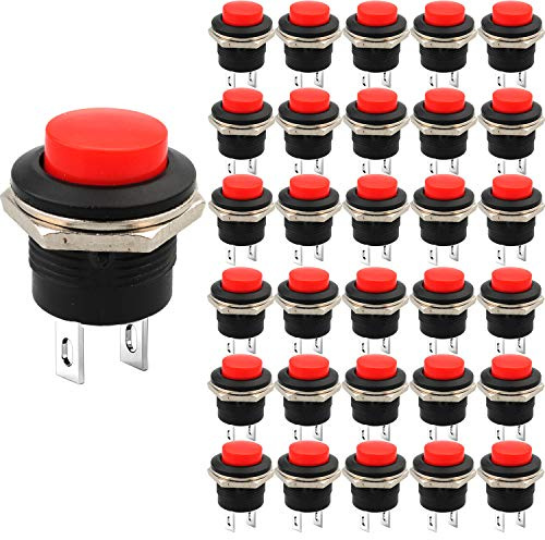RUNCCI-YUN 30pezzi 16mm Rotonda Interruttore a pulsante ON/OFF Pulsante momentaneo Interruttore di alimentazione AC 6A / 125V 3A / 250V per Arduino/Tromba Auto/PC/Campanello di Casa