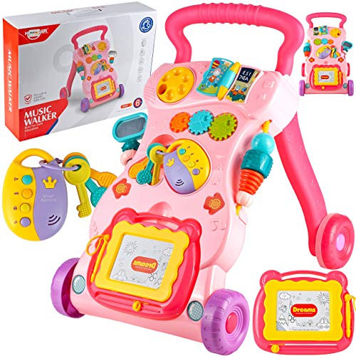 MalPlay Laufwagen 3 in 1 mit Zaubertafel, Piano und Baby Handy | Lauflernhilfe Gehhilfe Musik und Spielzeugen | Lauflernwagen für Babys ab 6 Monaten