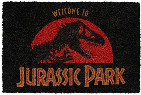 Grupo Erik Felpudo Jurassic Park - Felpudo Entrada casa Originales, Jurassic Park Merchandising: Tapete Entrada casa | Alfombra Exterior de Fibra de Coco Antideslizante e Impermeable (40x60cm)