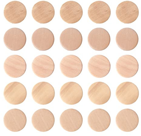 Craftdady 50 Stück 30 mm unlackierte flache runde Holzperlen, natürliche Holzmünzen, Abstandshalter, blanko, Kreisscheibe, lose Perlen für Schmuck, Handwerk, Heimdekoration, 50 Stück