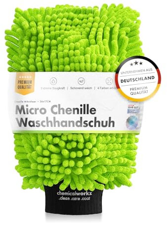 Chemicalworkz® Chenille Wash Mitt (grün) - Autowaschhandschuh - extra saugstark - aus ultraweicher Microfaser - entfernt hartnäckigen Schmutz mühelos - Mikrofaser Auto Waschhandschuh Zottelhandschuh