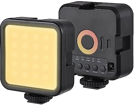 Andoer LED-videoljus, dimbar mini LED-fyllning bärbar Vlog ljus med tvåfärgade ljuslägen 1 200 mAh batteri USB-laddningsport 3 coola skor för DSLR-videokameror fotografering