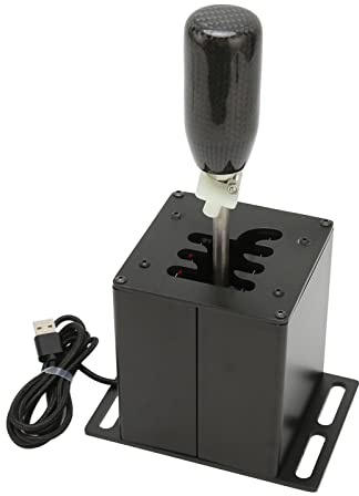 USB Simulator Shifter, 6+R Racing H Shifter med Kolfibergrepp, för G29 G27 G25 G920 Sim Racing Games, för T300RS GT Ratt PC, Svart