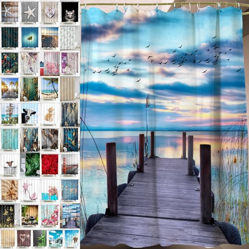 Sanilo Duschvorhang, viele schöne Duschvorhänge zur Auswahl, hochwertige Qualität, inkl. 12 Ringe, wasserdicht, Anti-Schimmel-Effekt (Sunset)