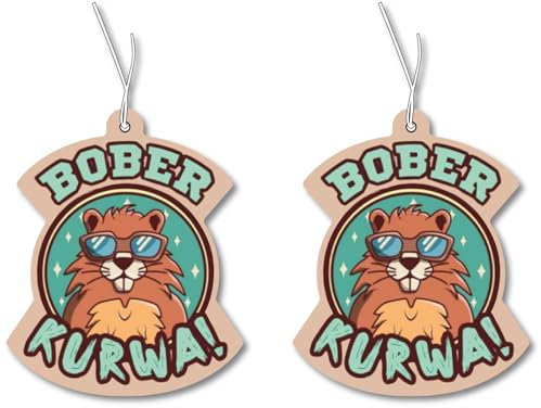 2x Duftbaum mit Bober Kurwa Motiv, Auto lustig Duftspender tuning, Lufterfrischer, Duftbaum Set Auto, Bobr Kurwa