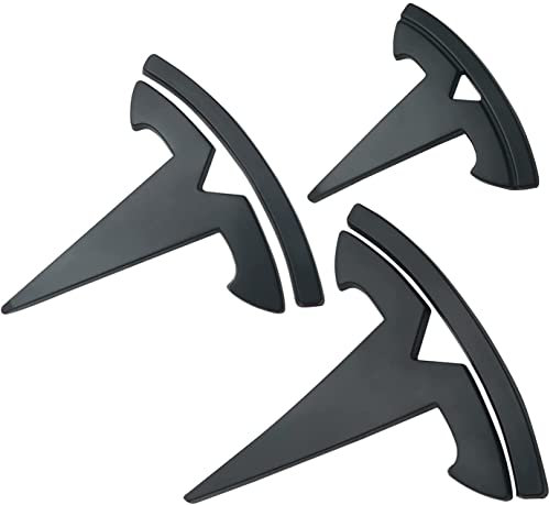 fibhyrtingy 3 Pcs/Set for Model Y Emblem Badge Sticker Cover,Car Front/Rear/Steering Wheel Emblem Logo Sticker Decals Accessories (fit ModelY Matt Black)