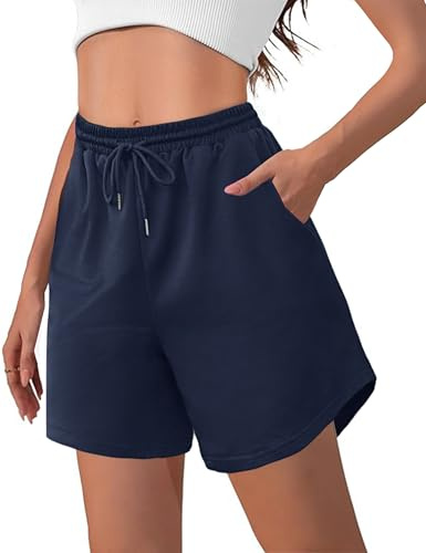 Jahetuul Löparshorts för kvinnor hög midja gym atletisk svettshorts damer med fickor för jogging vandring sport sommar träningskläder