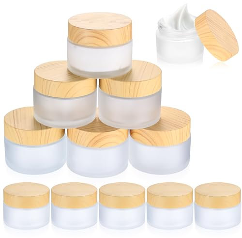 12 Pcs Small Glass Jars with Lids, 30ml/50ml Cosmetic Jars with Lids, Empty Glass Pots, Travel Pots for Toiletries Lip Balm Containers, Storage Powder Lotion Cream Makeup Sample Jar