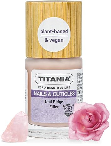 TITANIA® Ridge Filler, smalto per unghie, 12 ml, riempitivo con scanalature > 86% di ingredienti naturali, vegano, asciugatura rapida, leviga scanalature, base di vernice, coperchio in bambù