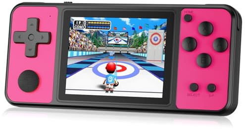 Aojiao 32 Bit Console de Jeux Portables pour Enfants avec 139 Jeux Vidéo Rétro, Console de Retrogaming avec Écran IPS 3.0 Batterie Rechargeable, Jouets de Voyage pour Garçons Filles 4-13 (Rose Rouge)