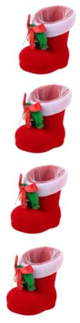 BAZEITFLOW 4 Piezas Botas de Navidad Reutilizables Colgantes Decorativos para Dulces y Infantiles con Diseño Temático Navideño