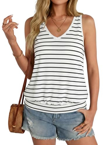 Cuptacc Camiseta sin Mangas Mujer Cuello en V Camisetas Tirantes Verano Básica Top Causal Camisole Tank Tops