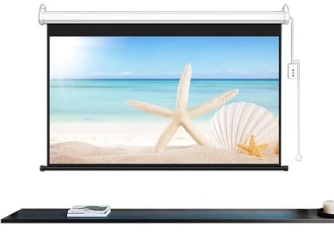Pantalla de proyector motorizada, 152.4 cm, elevación del suelo, 4K HD, pantalla de proyección retráctil automática con control remoto para uso en interiores y exteriores