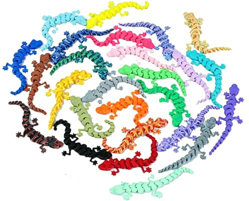 Mtbricey 15PCS 3D Printed Mini Gecko Figures with Movable Joints Cute Flexible Articulated Toys Small Reptile Models for Adult Desk Home Office Display Photography Props Party Gifts Collectibles (15)