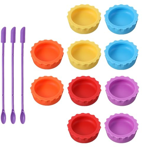 YFTRFR 13 Pcs Reptile Bowl Set, Silicone Food Dish Feeder Reusable Easy Clean with Feeding Spoons for Small Pet, Chameleon, Gecko, Spider, Tarantula, Hermit Crab, Tortoise(6 color)