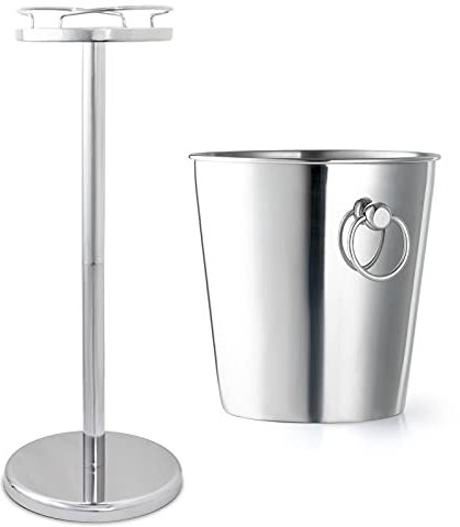 Bredemeijer Sekt-Champagner-Wein-Kühler mit Ständer-Fuß ca. 90 cm hoch polierter Edelstahl - ideal für Feiern. Hochzeiten. Jubiläen. Partys und Sylvester-Veranstaltungen