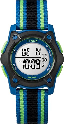 Timex Kids TW7C26000 Time Machines Digital 35mm Blue/Black/Green Double-Layered Nylon Strap Watch
